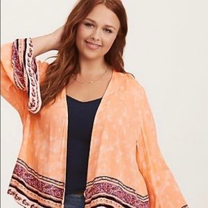 Torrid border print gauze kimono